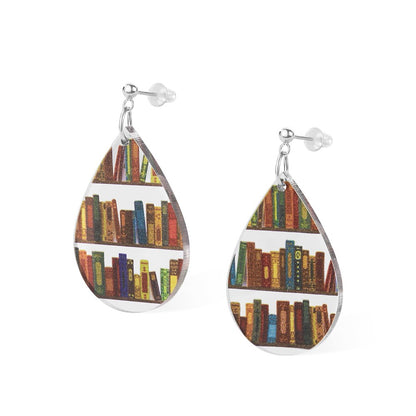 Book Nook Earrings, Librarian Book Lover Earrings, Modern Statement Earrings