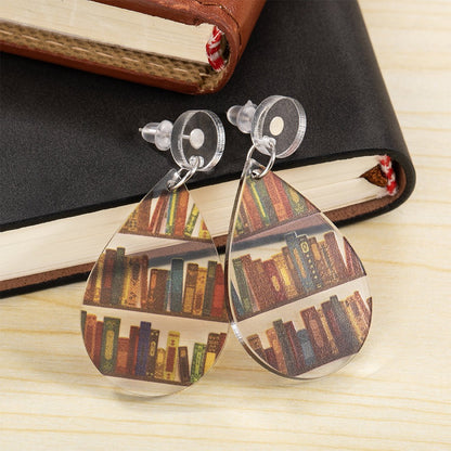 Book Nook Earrings, Librarian Book Lover Earrings, Modern Statement Earrings