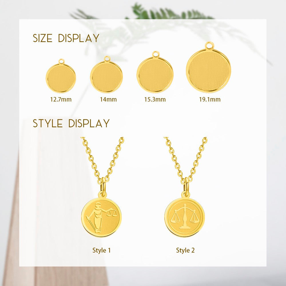 Stainless Steel Necklace, Personalized Scale of Justice Necklace, Gold Lawyer Charm, Libra Scales Disc, Birthday/Graduation Gift for Lawyers/Graduates/Friends