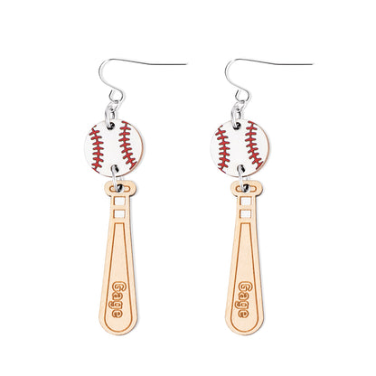 Personalized Name Baseball Earrings, Wooden Baseball Bat Jewelry, Sports Jewelry, Softball Earrings, Gift for Sports Mom/Daughter/Baseball Fan