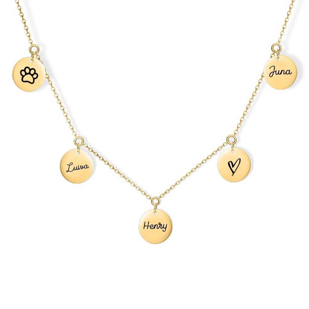 Custom Multi Discs Name Necklace, Personalized Stainless Steel Necklace with Name & Icon Charms, Gift for Women/Girls/Friends
