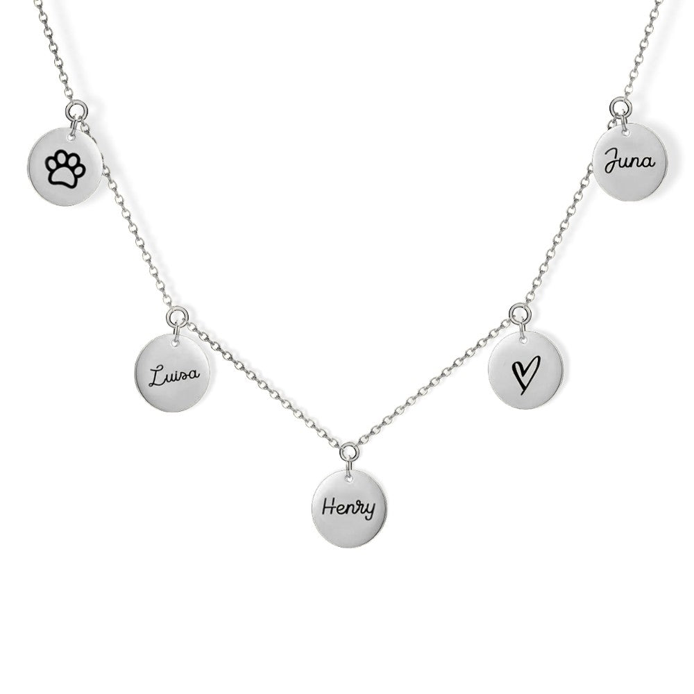 Custom Multi Discs Name Necklace, Personalized Stainless Steel Necklace with Name & Icon Charms, Gift for Women/Girls/Friends