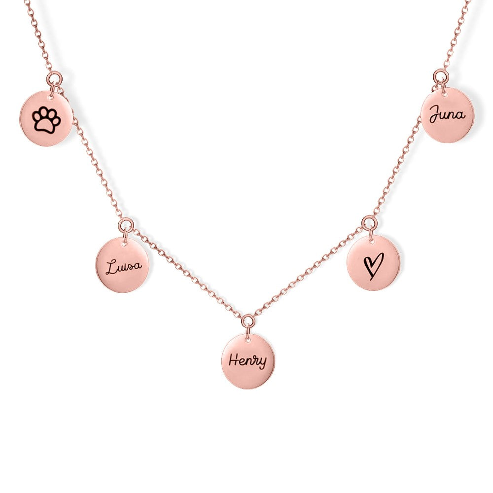Custom Multi Discs Name Necklace, Personalized Stainless Steel Necklace with Name & Icon Charms, Gift for Women/Girls/Friends