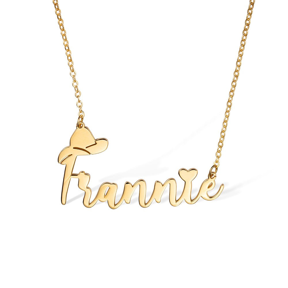 Silver925 Necklace,Personalized Name Necklace with Cowboy Hat, Cowboy Fashion, Cowboy Necklace, Name Necklace with Heart, Gift for Friend/Cowboy