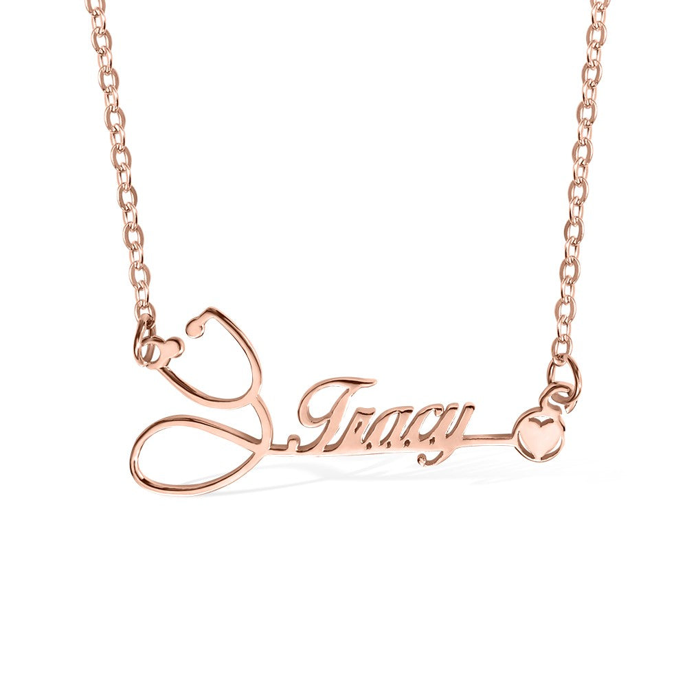 Silver 925 Necklace /Personalized Stethoscope Necklace with Name, Nurse Necklace, Custom Doctor Nurse Gift, Nurse Appreciation Gifts, Medical Student Graduation Gift