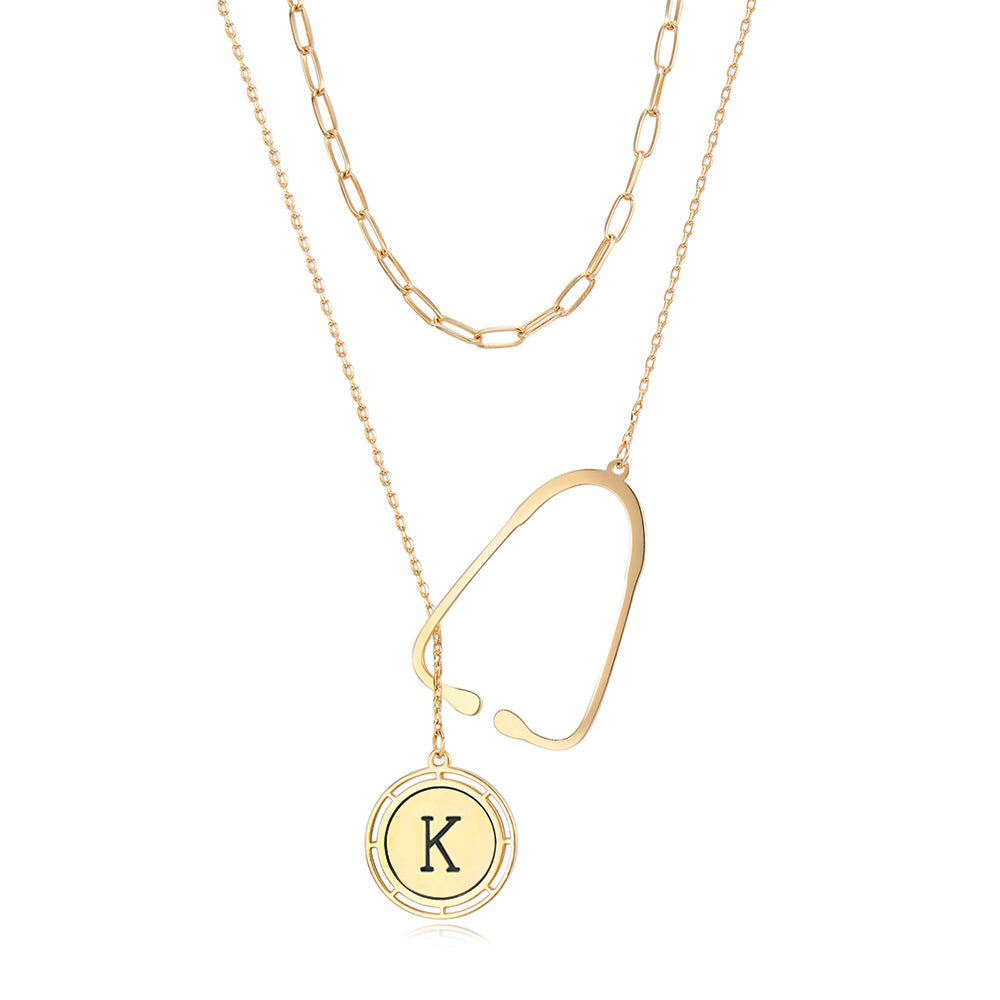 Brass Custom Initial Stethoscope Necklace for Woman, Graduation/Medical Student/Nurse/Doctor Gift
