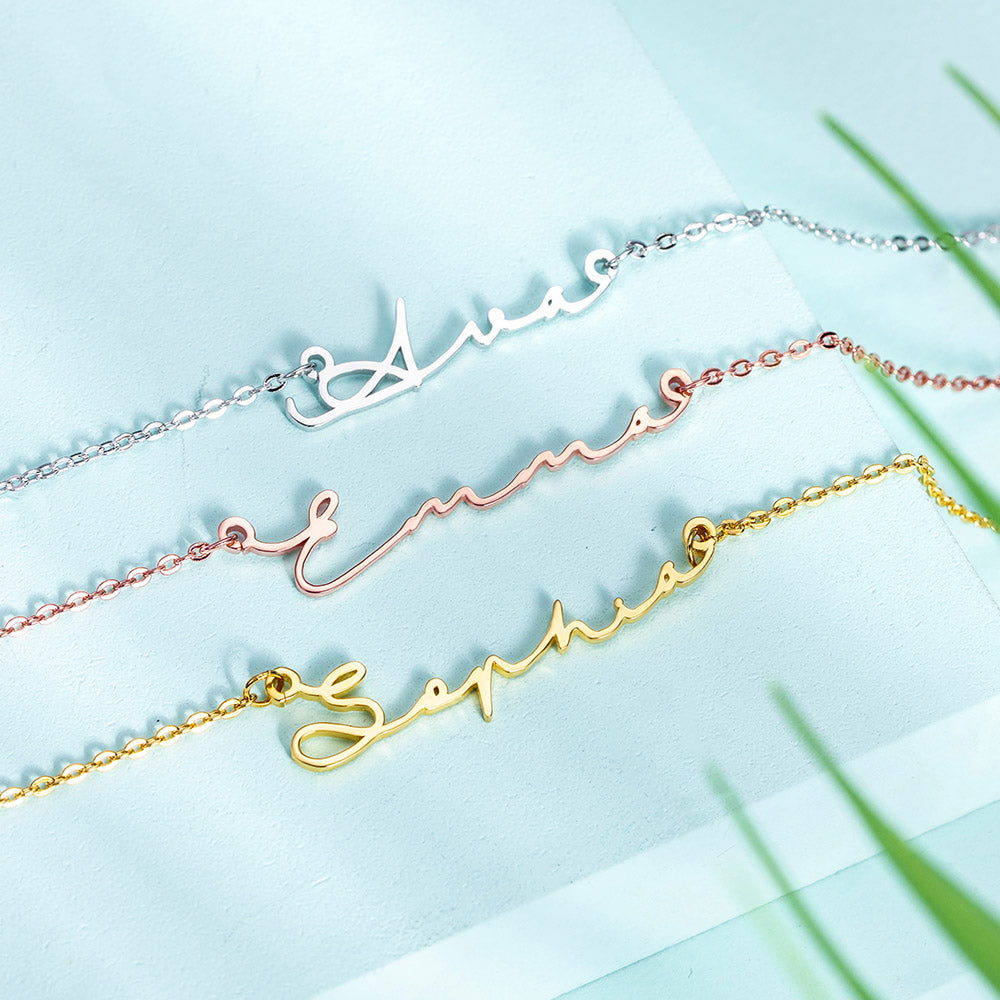 Personalized Minimalist Name Necklace, Dainty Custom Jewelry in 18K Gold or Platinum Plated