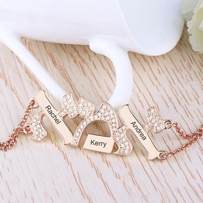 Hebrew "Mother" Name Bracelet With Diamond, Custom Hebrew Mom bracelet