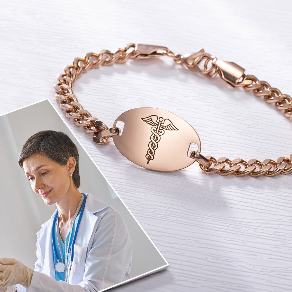 Medical Alert ID Bracelets with Free Engraving for Men&Women&Kids&Elderly, Adjustable Bracelet, Emergency Wristband, Medical Alert Bracelet