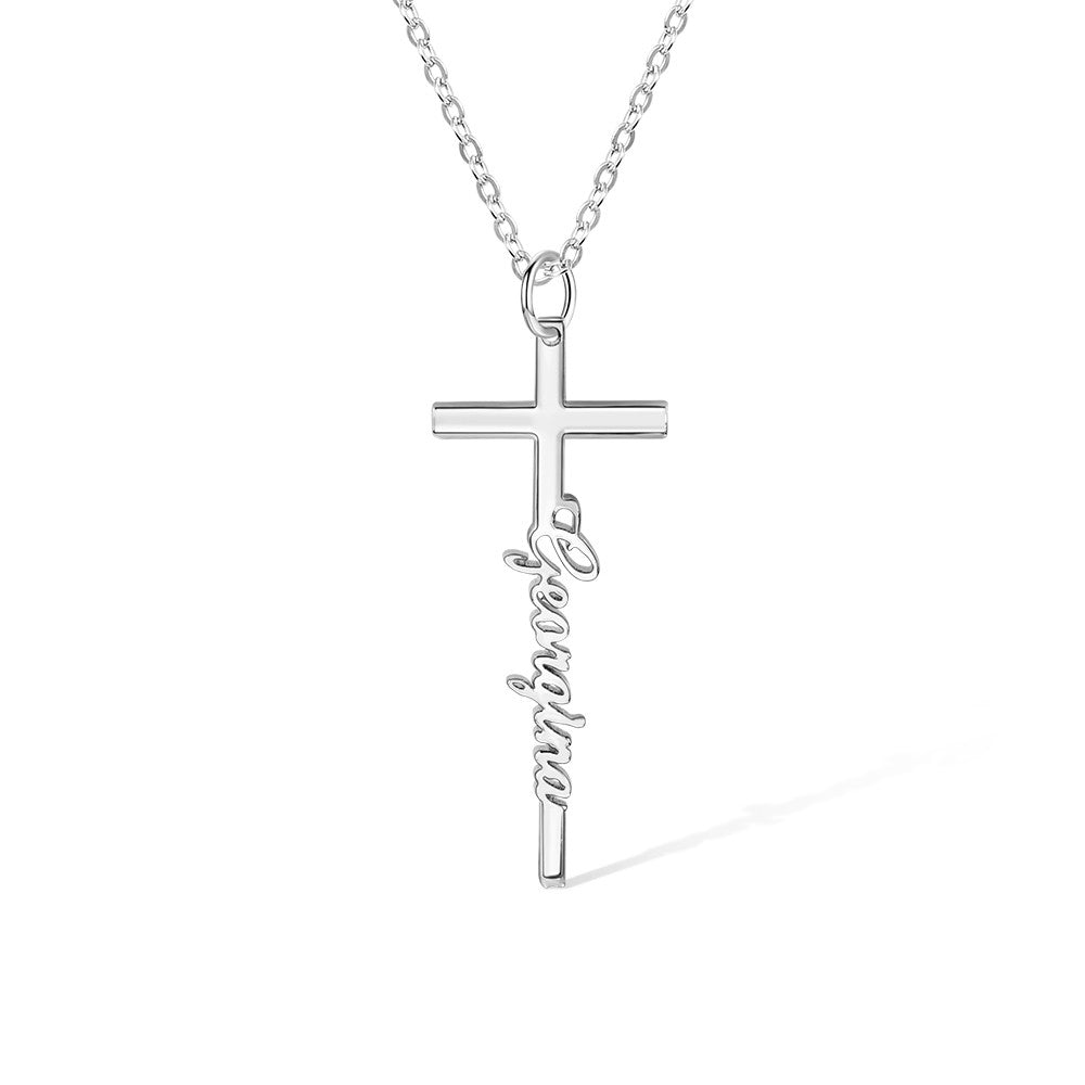 Personalized Cross Name Necklace,  Brass Custom Name Jewelry, Crucifix Necklace, Baptism/Christening/First Communion Gift