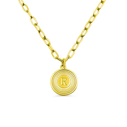 Dainty 18K Gold Plated Personalized Initial Link Necklace-Sterling Silver 925