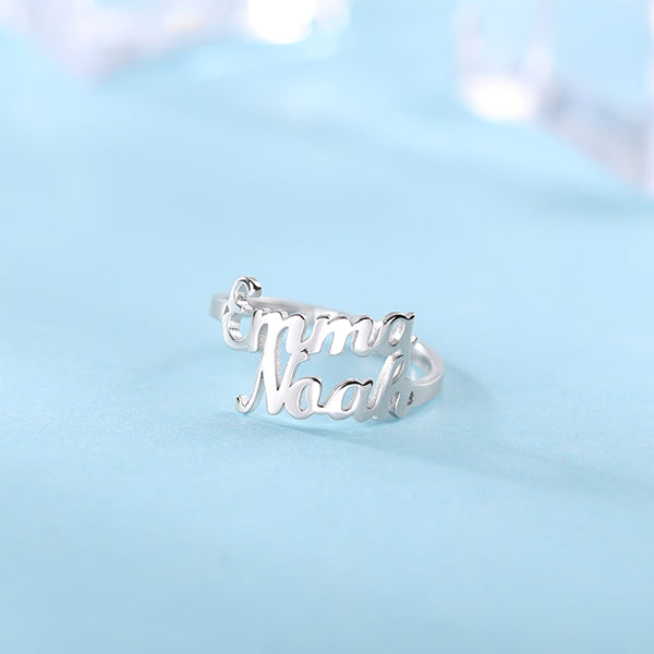 Personalized Double Name Ring Gift Sterling Silver