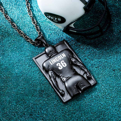 Personalized Football Necklace with Number and Name