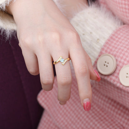 Engraved Princess-Cut Birthstone Ring Sterling Silver