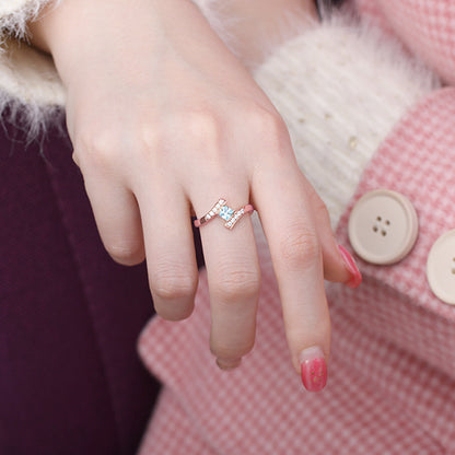 Engraved Princess-Cut Birthstone Ring Sterling Silver