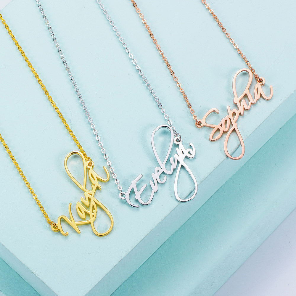 Personalized Calligraphy Name Necklace, Custom Name Necklace for her