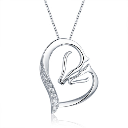 Dainty Mother Horse And Baby Horse Necklace in Sterling Silver