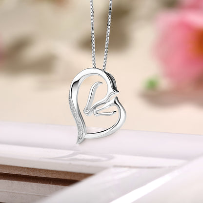 Dainty Mother Horse And Baby Horse Necklace in Sterling Silver