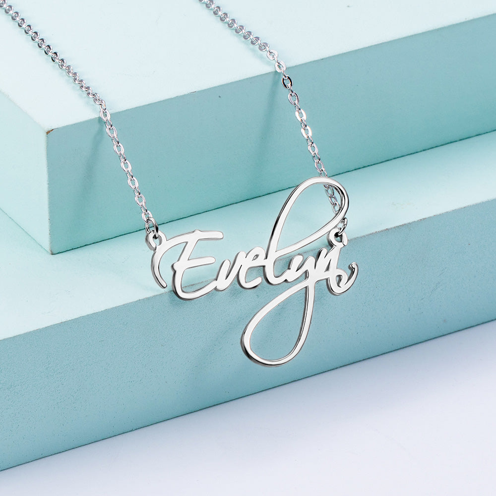 Dainty Personalized Calligraphy Name Necklace, Signature Necklace, Script Gold Name Necklace