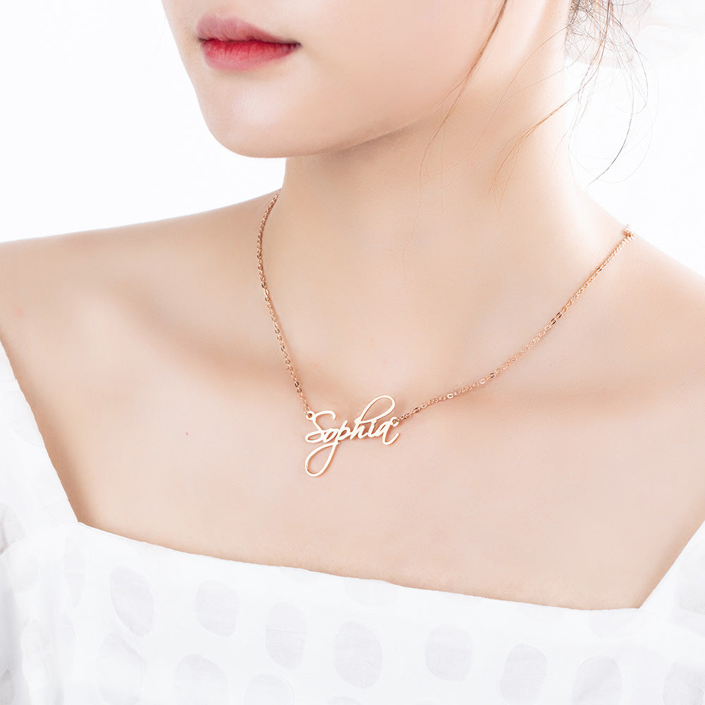 Dainty Personalized Calligraphy Name Necklace, Signature Necklace, Script Gold Name Necklace