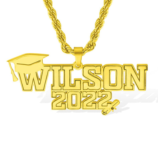 Dainty 18K Gold Plated Personalized Graduation Necklace with Name