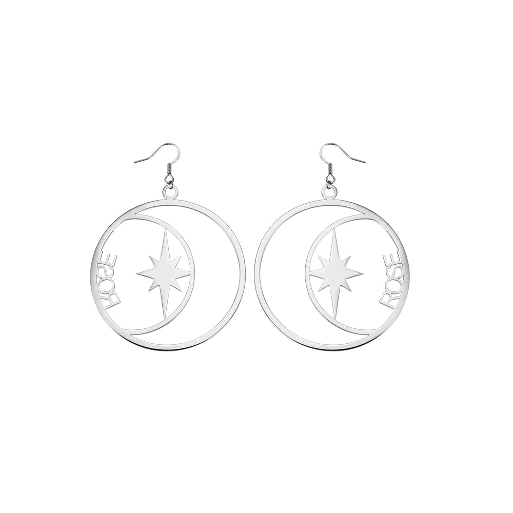 Personalized Name North Star Earrings, Custom Name Earrings for her