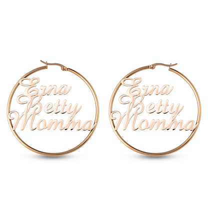 Personalized 3 Names Hoops Earring, Custom Name Hoop Earrings, Personalized gift for her