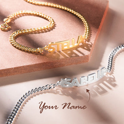 Personalized Bold Curb Chain Name Bracelet, custom statement name bracelets