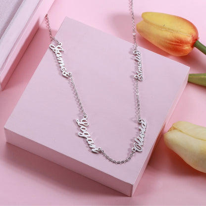 Dainty Personalized 4 Name Necklace in Stainless Steel