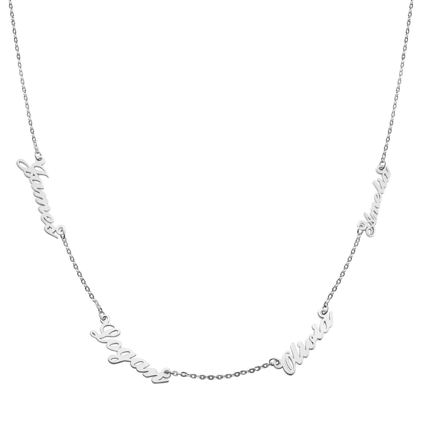 Dainty Personalized 4 Name Necklace in Sterling Silver