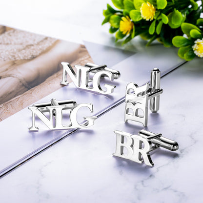 Personalized Letter Name Cufflinks Stainless Steel