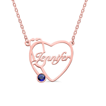 Nurse Graduation Heart Stethoscope Name Necklace, peronalized gift for nurses