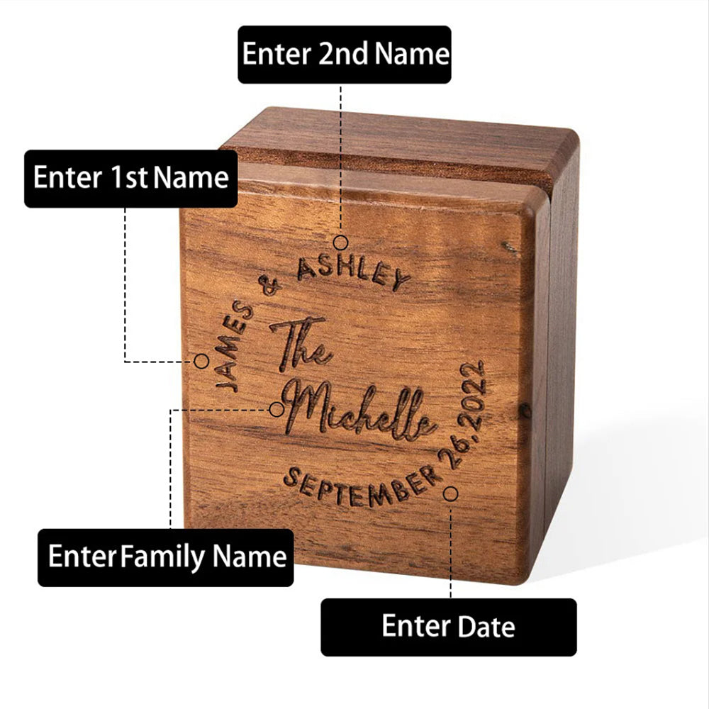 Personalized Triple Flip Wood Ring Box, custom jewelry box,