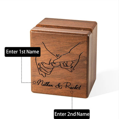 Personalized Triple Flip Wood Ring Box, custom jewelry box,