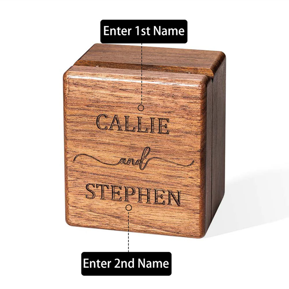 Personalized Triple Flip Wood Ring Box, custom jewelry box,