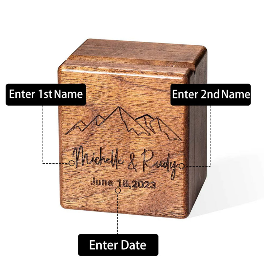 Personalized Triple Flip Wood Ring Box, custom jewelry box,