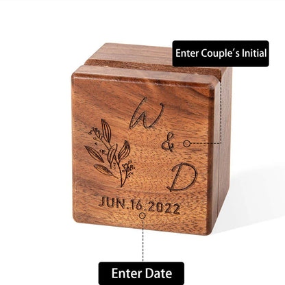 Personalized Triple Flip Wood Ring Box, custom jewelry box,