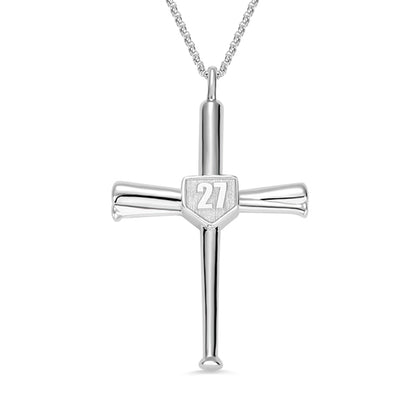 Engraved Double Side Baseball Cross Necklace, custom necklace for baseball players, personalized gift for softball lovers