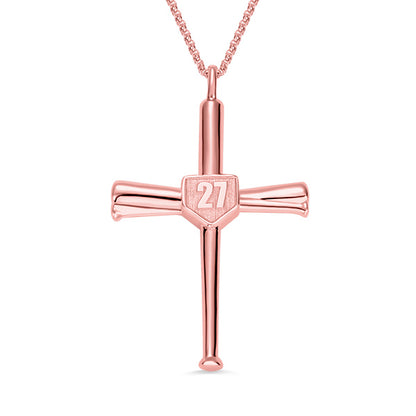 Engraved Double Side Baseball Cross Necklace, custom necklace for baseball players, personalized gift for softball lovers