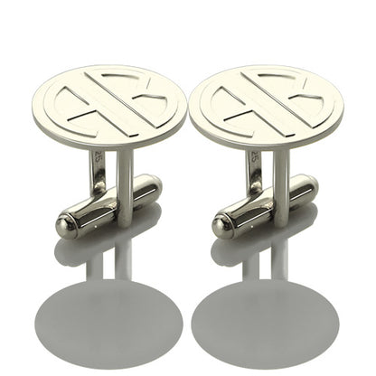 Cufflinks for Men: Disc Block Monogrammed Sterling Silver