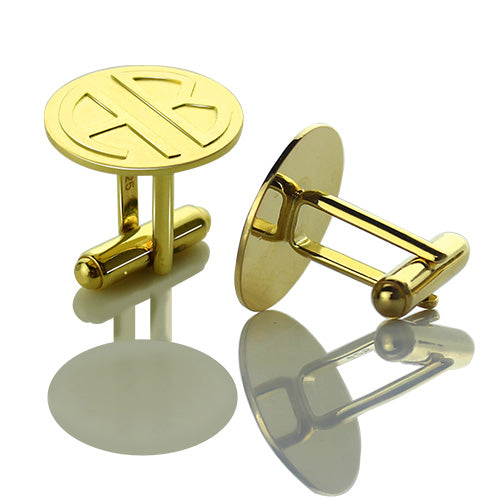 Cufflinks for Men: Disc Block Monogrammed Sterling Silver