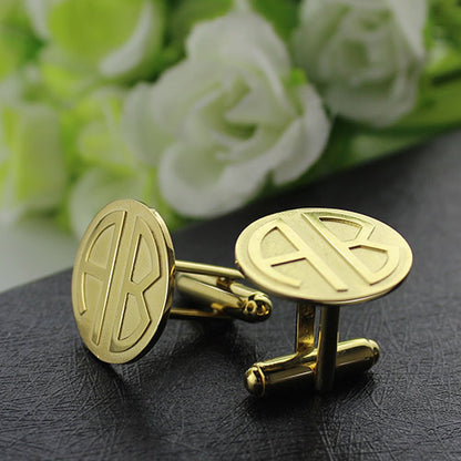 Cufflinks for Men: Disc Block Monogrammed Sterling Silver