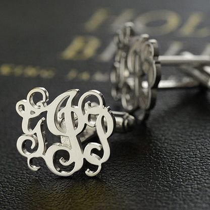 Personalized Cufflinks with Monogram Sterling Silver