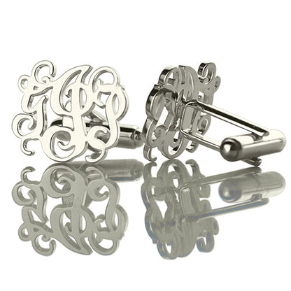 Personalized Cufflinks with Monogram Sterling Silver