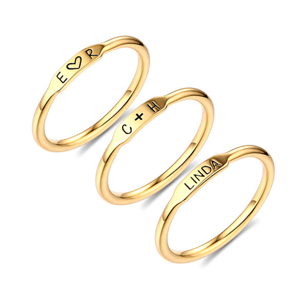 Personalized Initial and Name Stackable Bar Rings in Silver