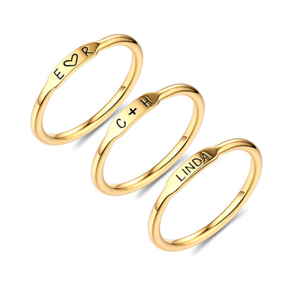 Personalized Initial and Name Stackable Bar Rings in Silver