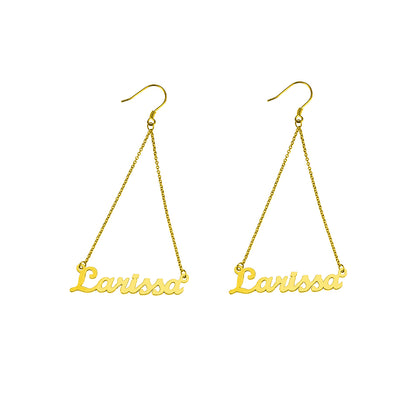 Personalized Triangle Name Earrings, Custom Triangular Earings for her