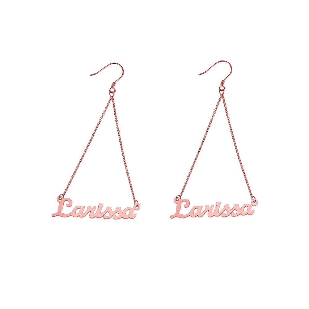 Personalized Triangle Name Earrings, Custom Triangular Earings for her