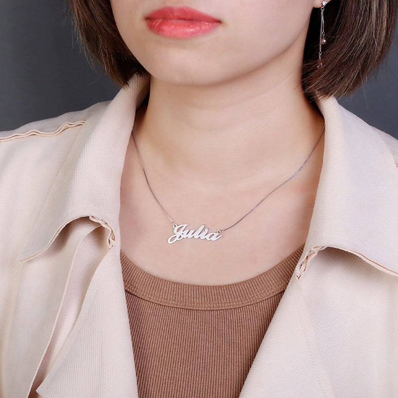 Personalized Classic Name Necklace in Silver, Custom Name Jewelry gift for her