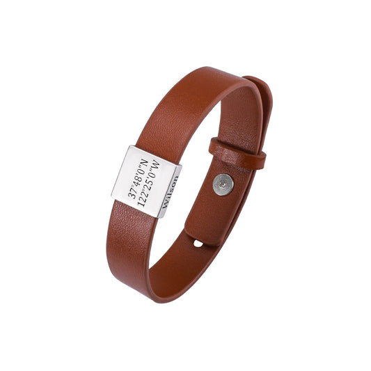 Engraved Leather Bracelet For Men